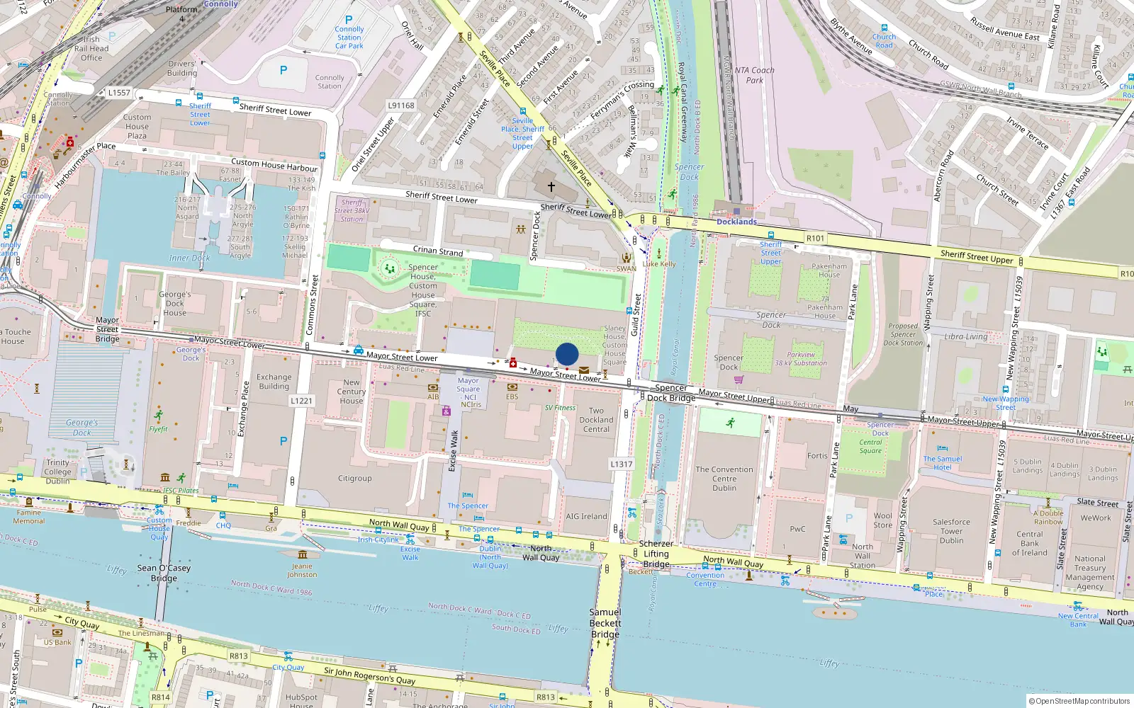 Overhead map showing the location of 5 Lagan House, Custom House Square, Mayor St Lower Dublin 1