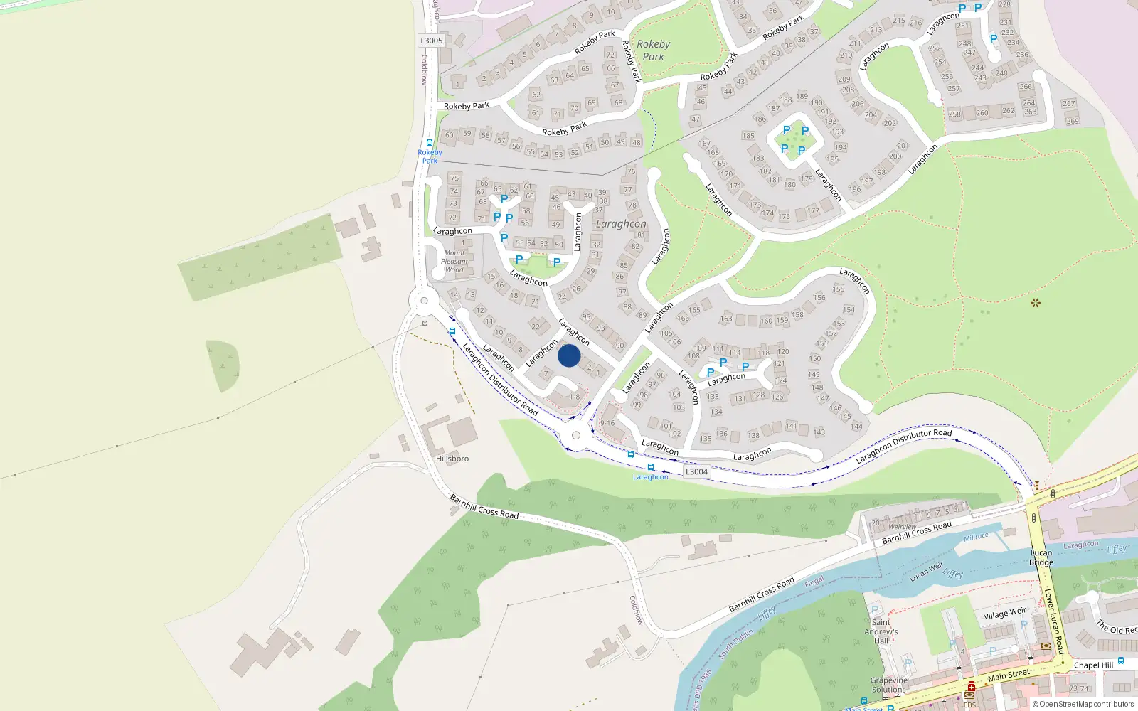 Overhead map showing the location of 5 Laraghcon, Lucan