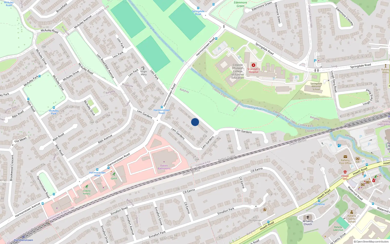 Overhead map showing the location of 5 Lein Park, Dublin 5