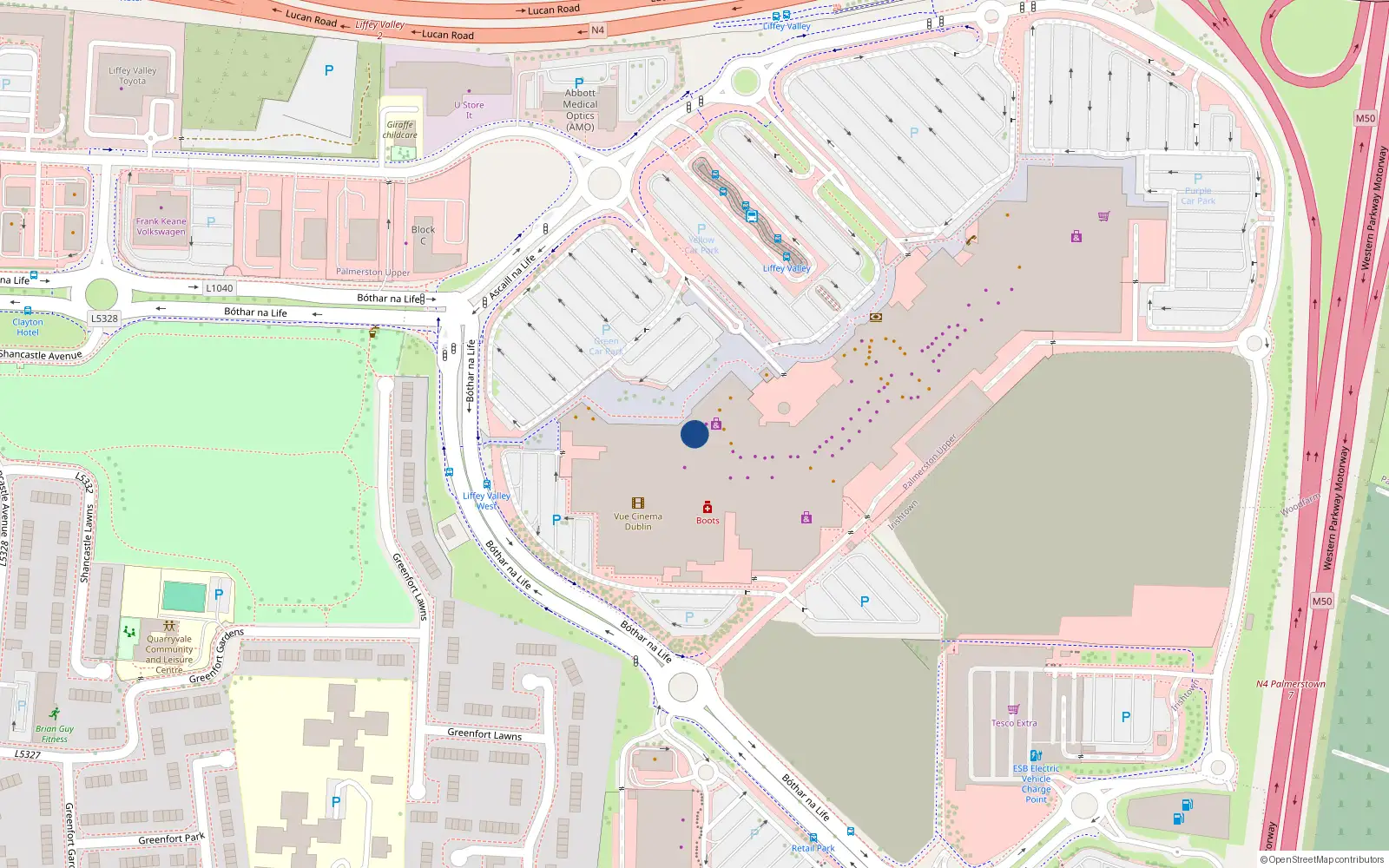 Overhead map showing the location of 5 Liffey Valley Place, Liffey Valley, Lucan