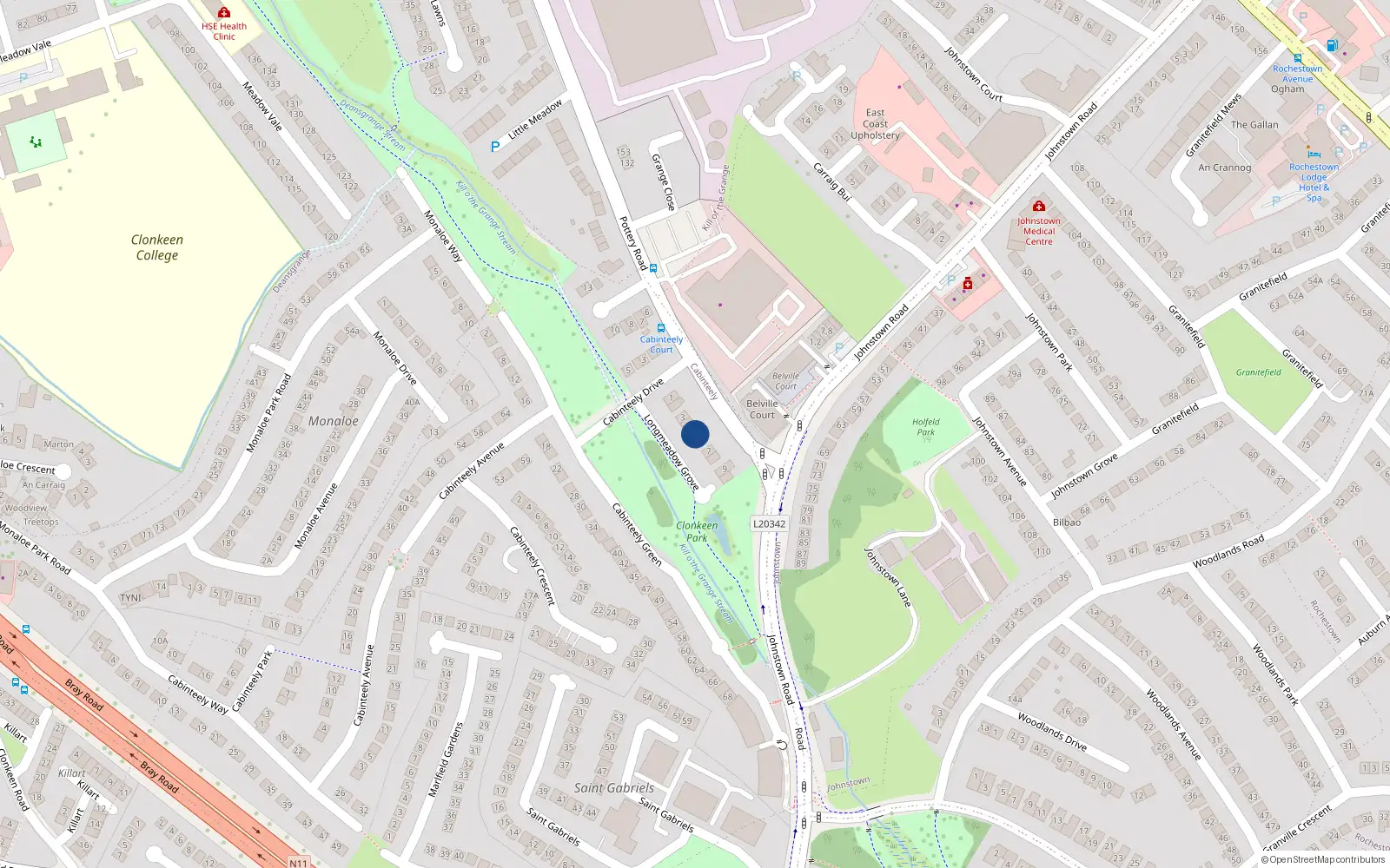 Overhead map showing the location of 5 Longmeadow Grove, Dublin