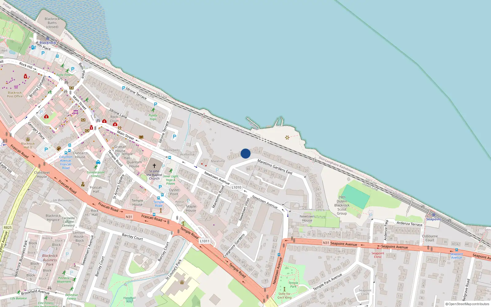 Overhead map showing the location of 5 Maretimo Gardens East, Blackrock, Dublin