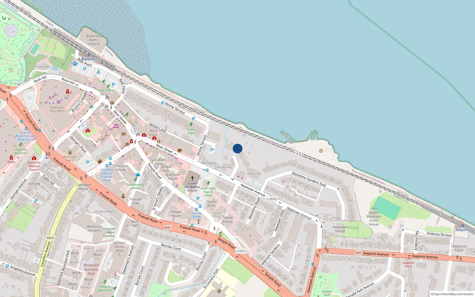 Overhead map showing the location of 5 Maretimo Gardens West, Blackrock