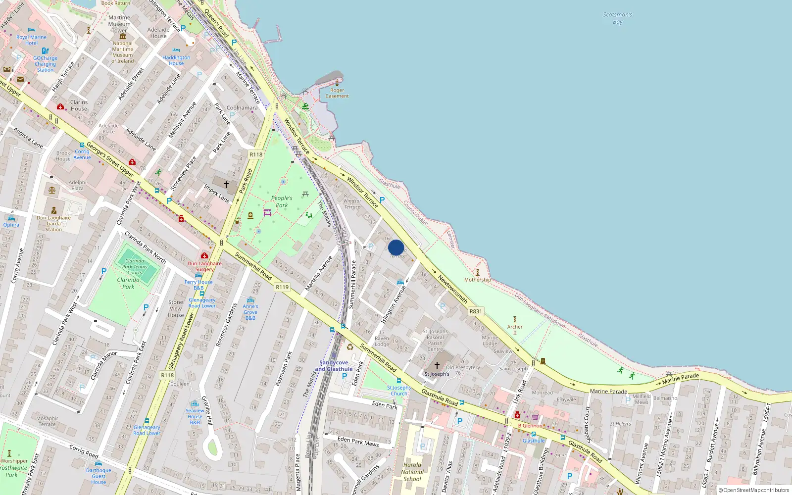 Overhead map showing the location of 5 Martello Terrace, Dublin
