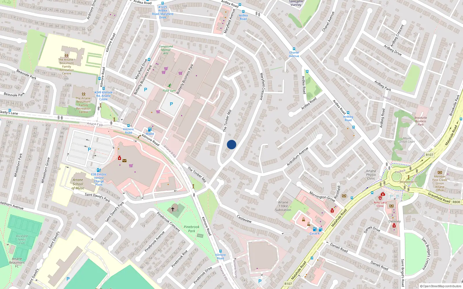 Overhead map showing the location of 5 Maryfield Crescent, Dublin 5