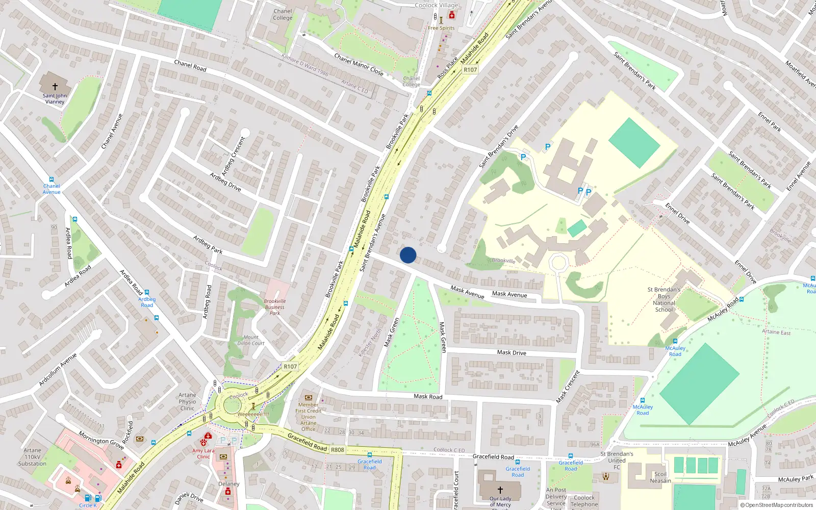 Overhead map showing the location of 5 Mask Avenue, Dublin 5