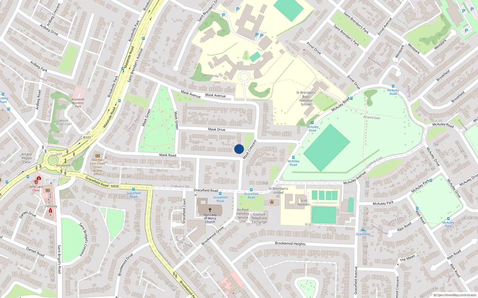 Overhead map showing the location of 5 Mask Crescent, Dublin 5