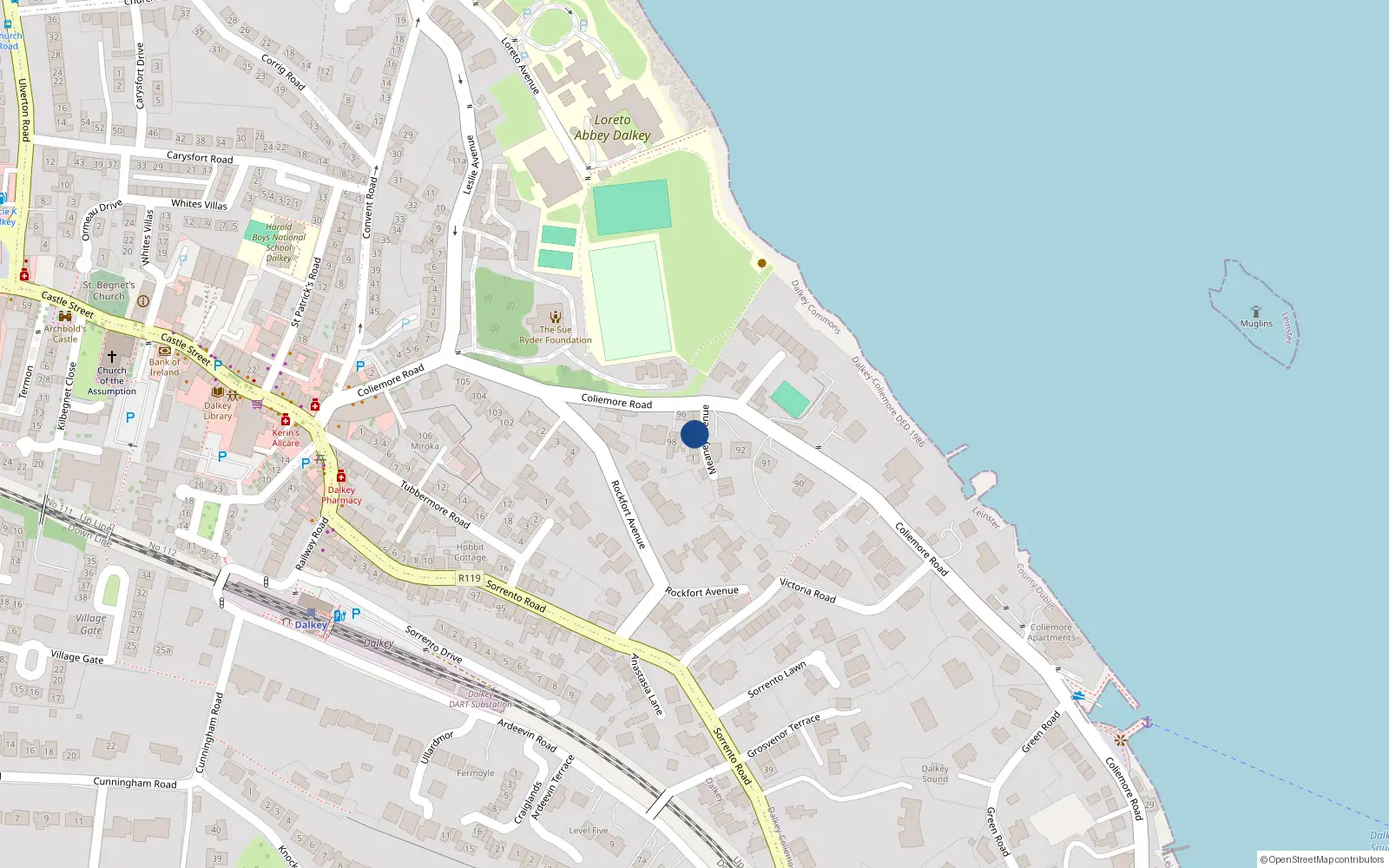 Overhead map showing the location of 5 Meany Avenue, Dublin