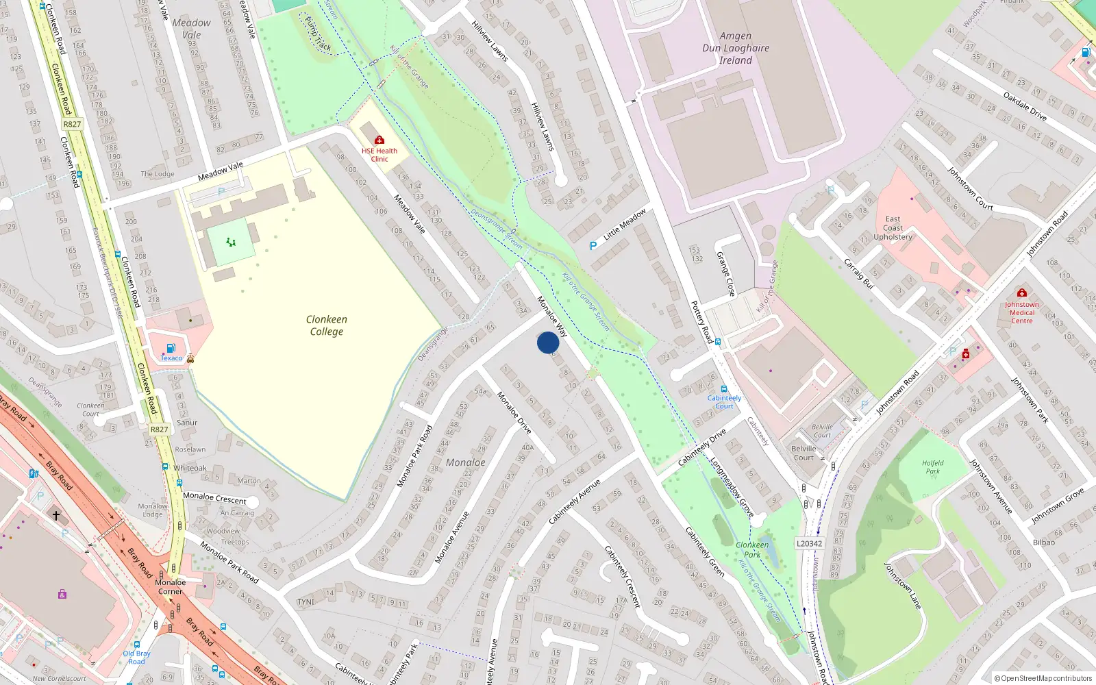 Overhead map showing the location of 5 Monaloe Way, Blackrock