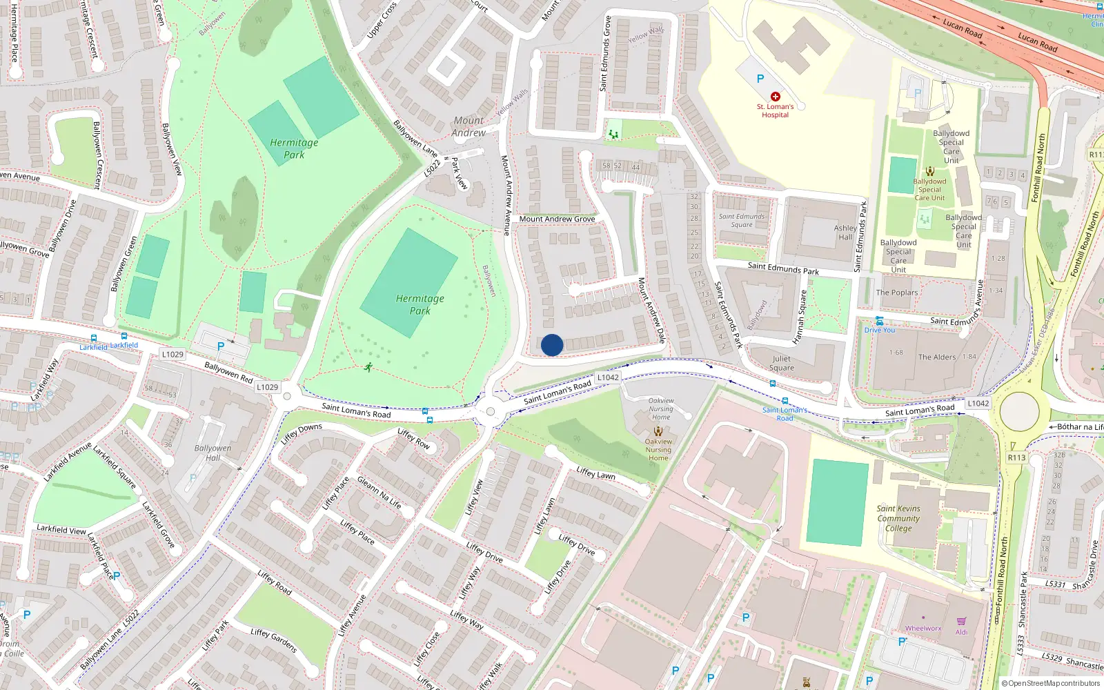Overhead map showing the location of 5 Mount Andrew Dale, Lucan
