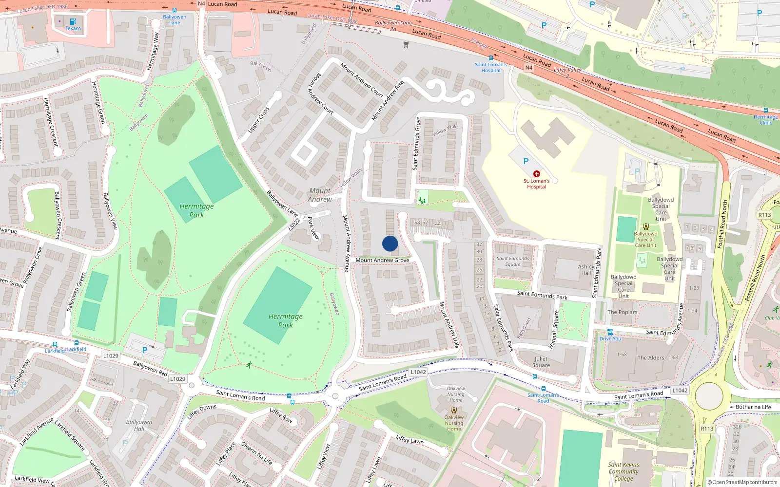 Overhead map showing the location of 5 Mount Andrew Grove, Lucan