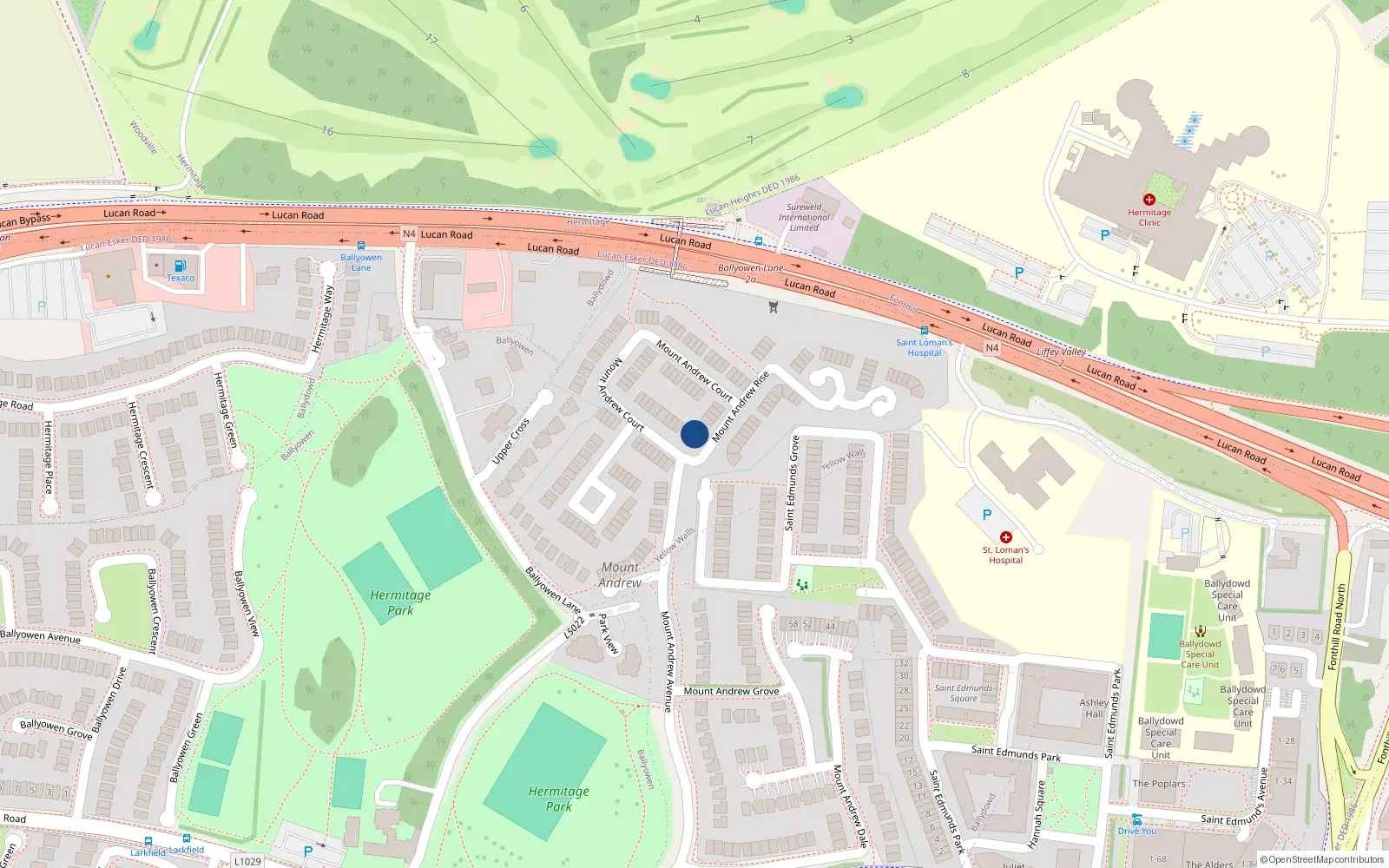 Overhead map showing the location of 5 Mount Andrew Rise, Lucan