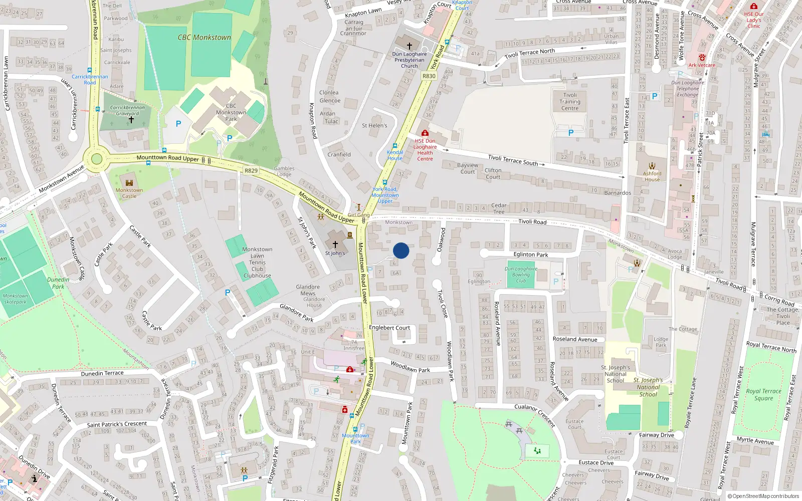 Overhead map showing the location of 5 Mounttown Lower, Dun Laoghaire, Co Dublin