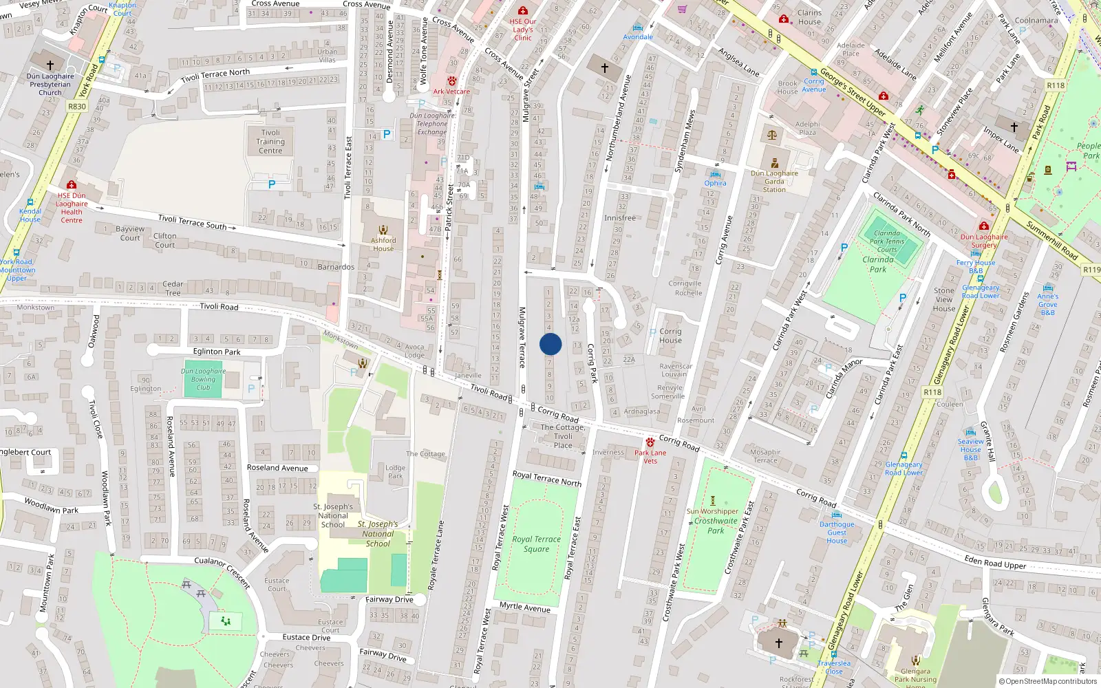 Overhead map showing the location of 5 Mulgrave Terrace, Dublin