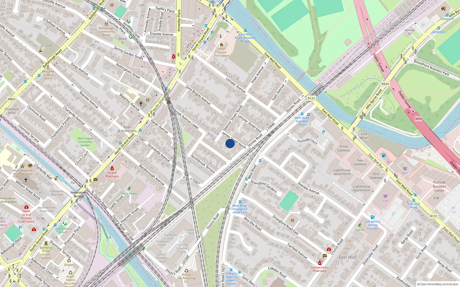 Overhead map showing the location of 5 North James St, North Strand, Dublin 3