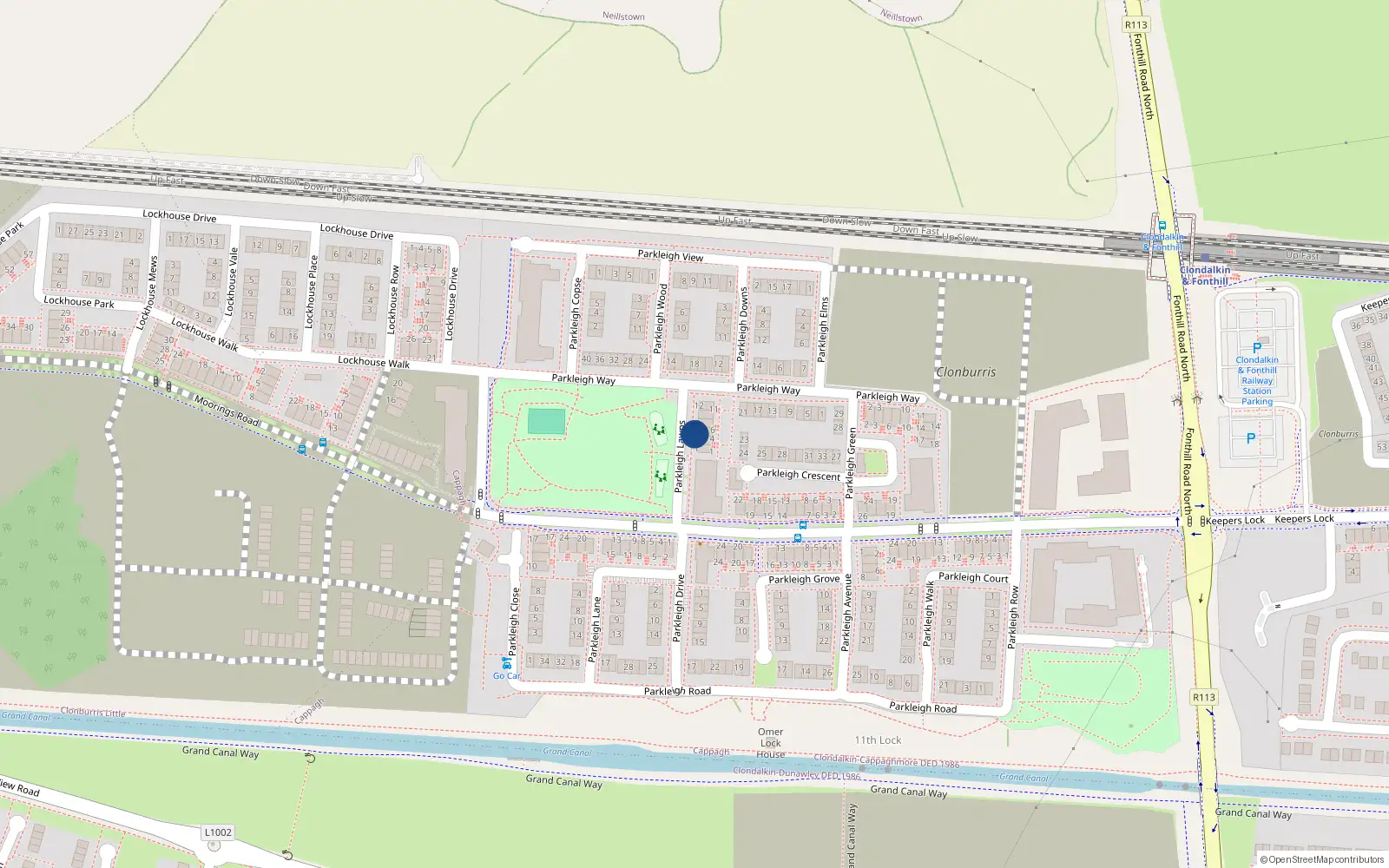 Overhead map showing the location of 5 Parkleigh Lawns, Lucan