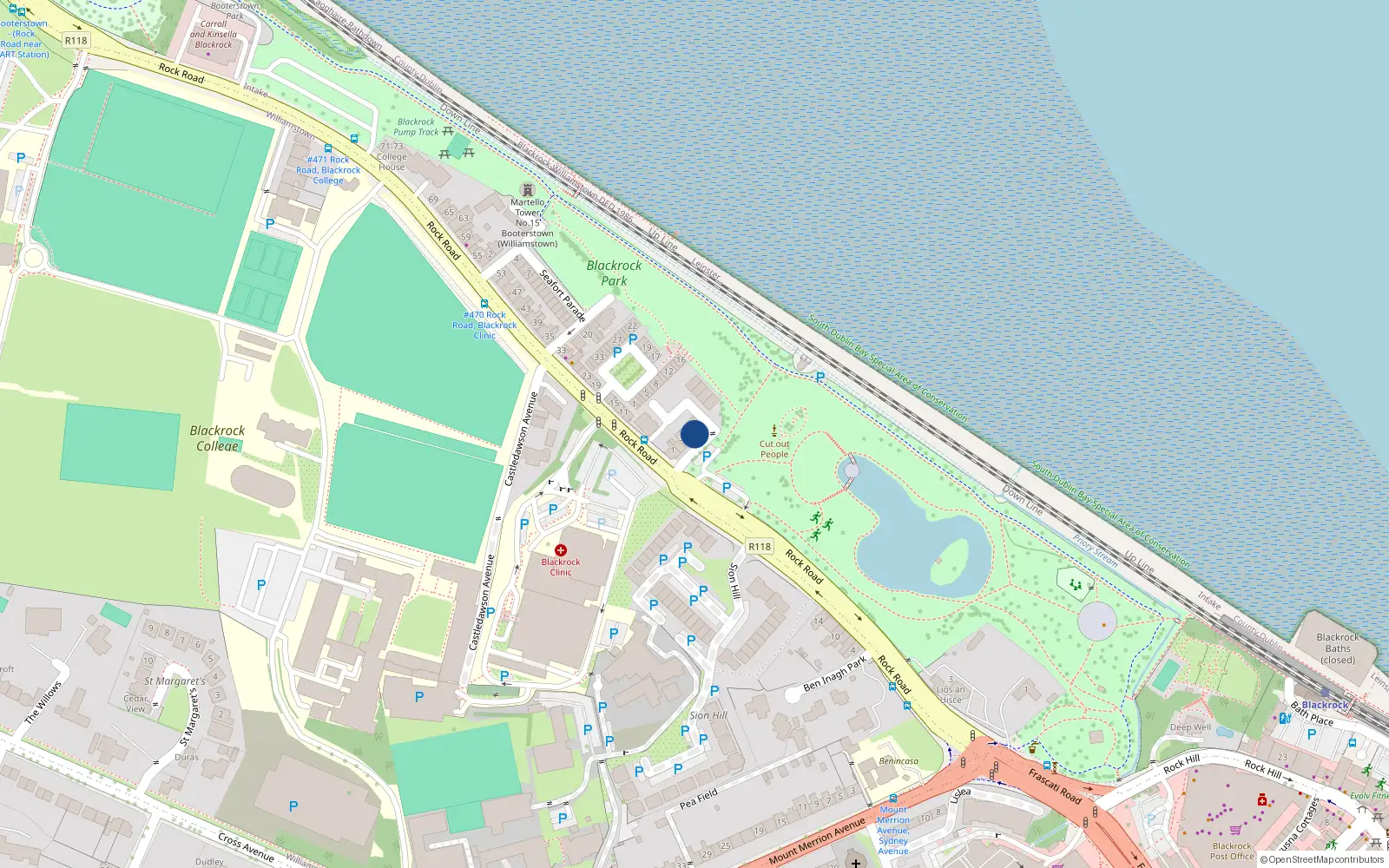 Overhead map showing the location of 5 Phoenix Terrace, Blackrock