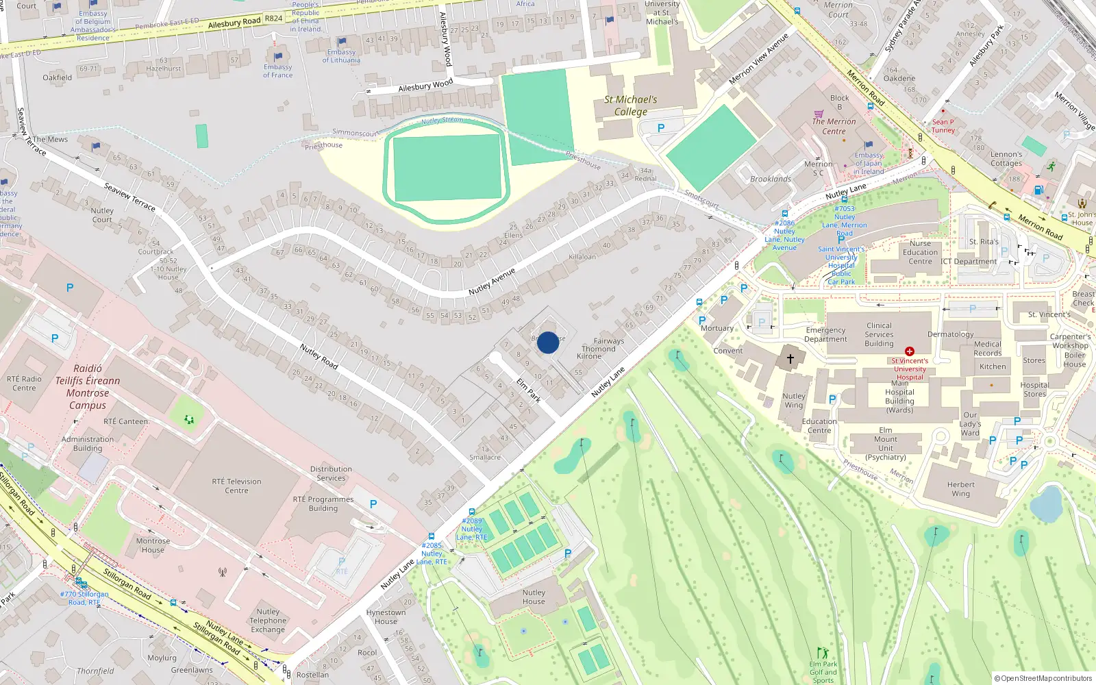 Overhead map showing the location of 5 Raglan House, Ballsbridge Court, Dublin 4