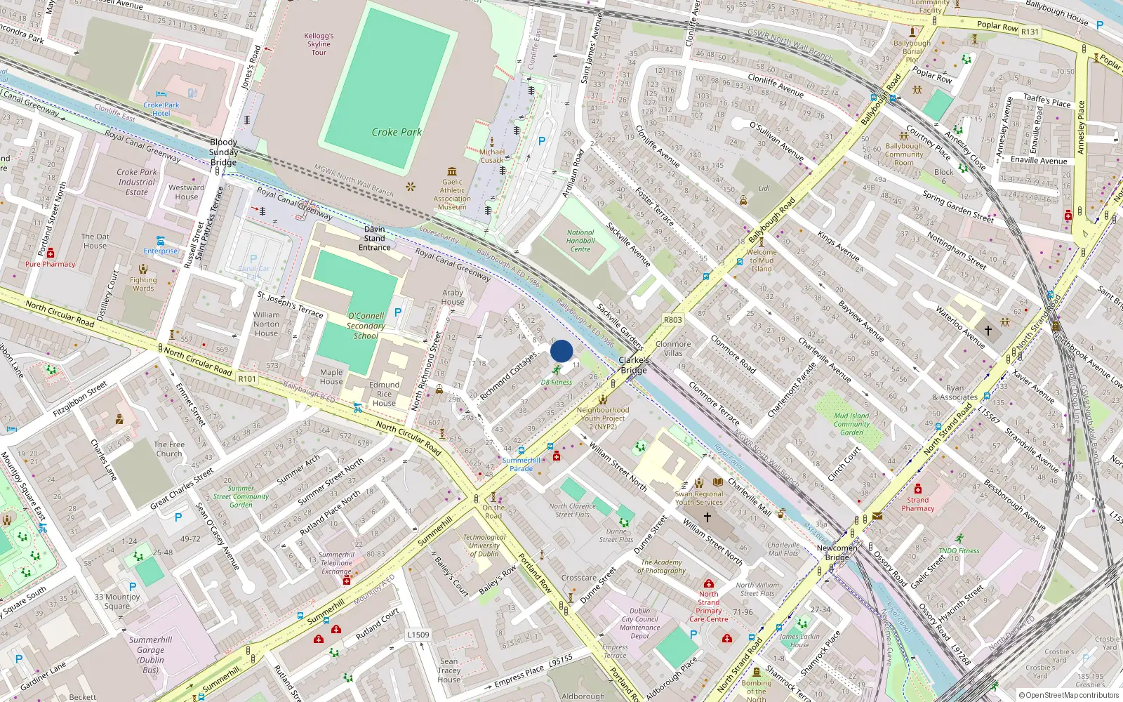Overhead map showing the location of 5 Richmond Crescent, Dublin 1