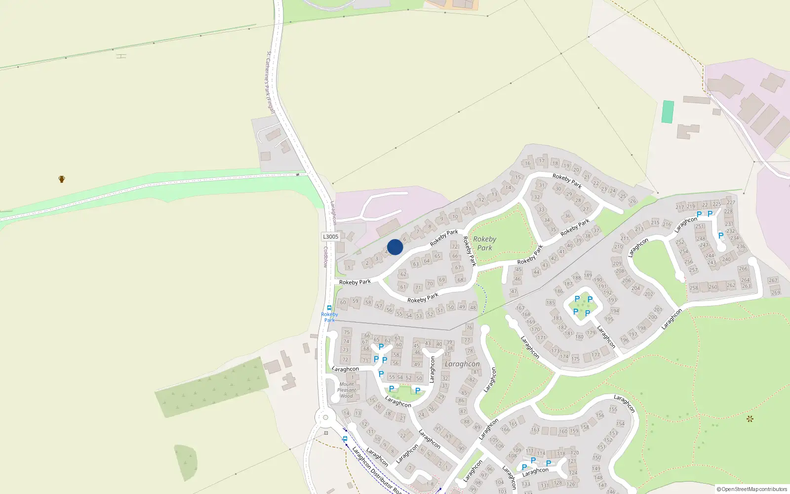 Overhead map showing the location of 5 Rokeby Park, Lucan