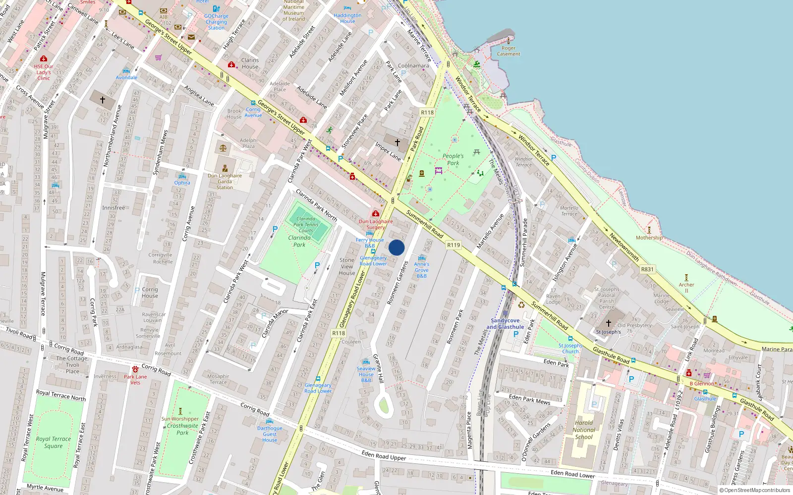 Overhead map showing the location of 5 Rosmeen Gardens, Co. Dublin