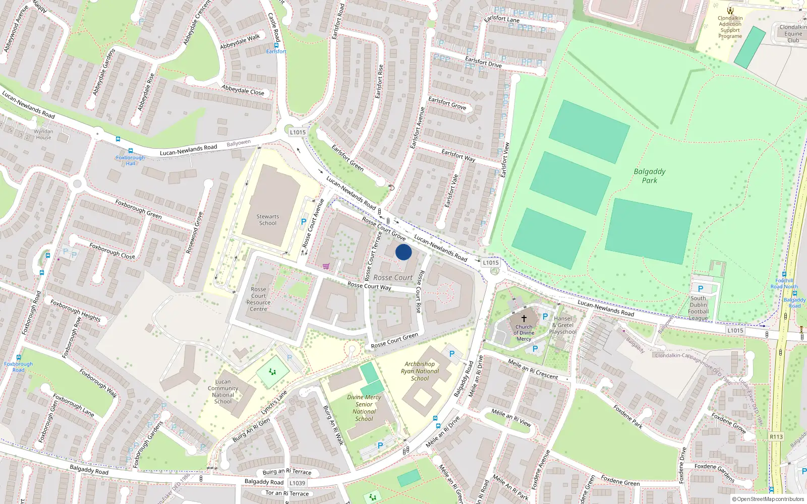 Overhead map showing the location of 5 Rosse Court Grove, Balgaddy Road, Lucan