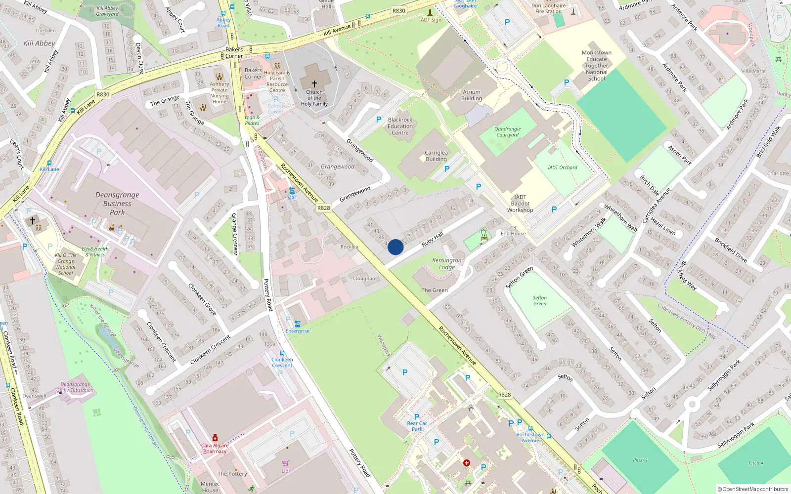 Overhead map showing the location of 5 Ruby Hall, Dun Laoghaire