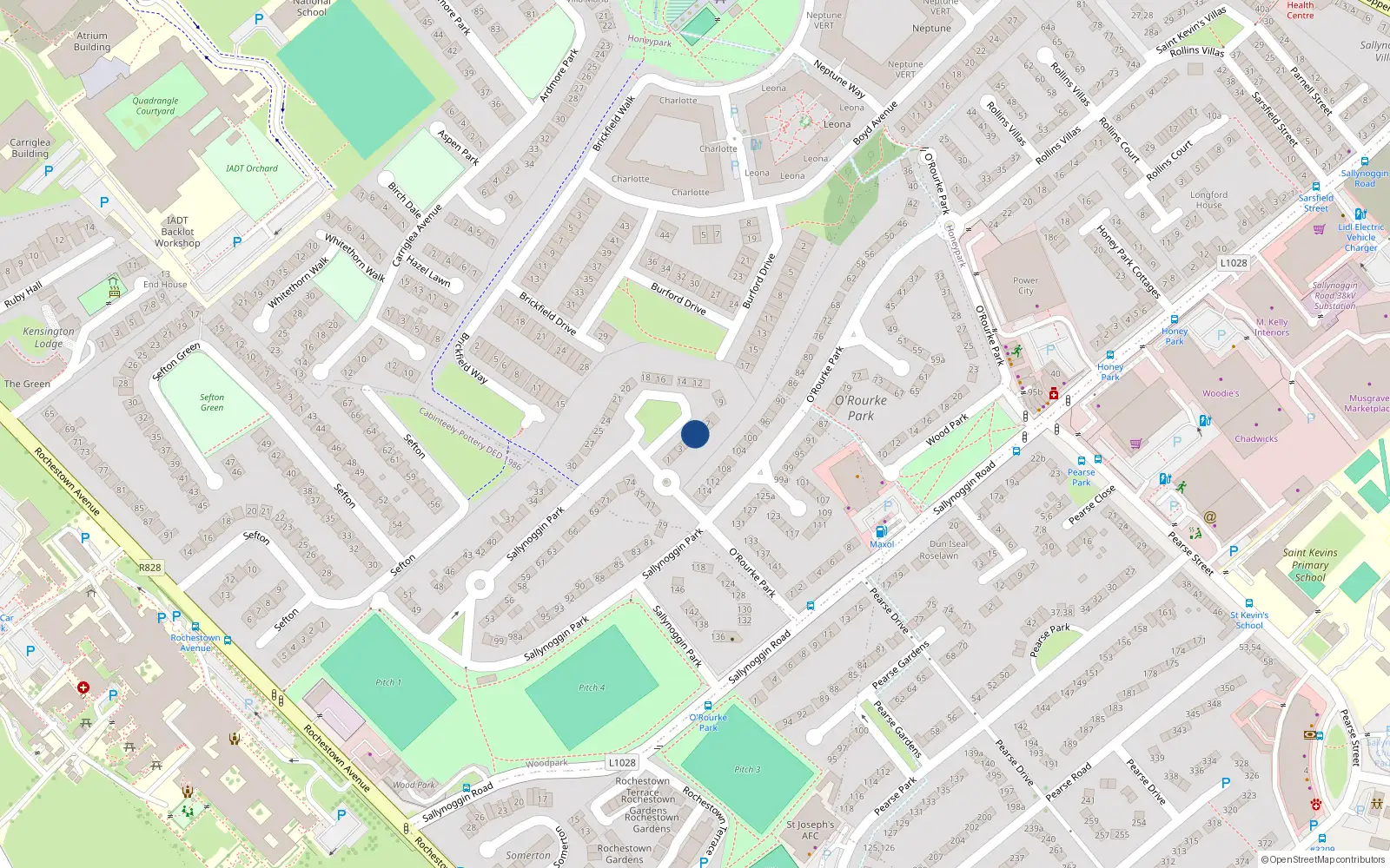 Overhead map showing the location of 5 Sallynoggin Park, Sallynoggin
