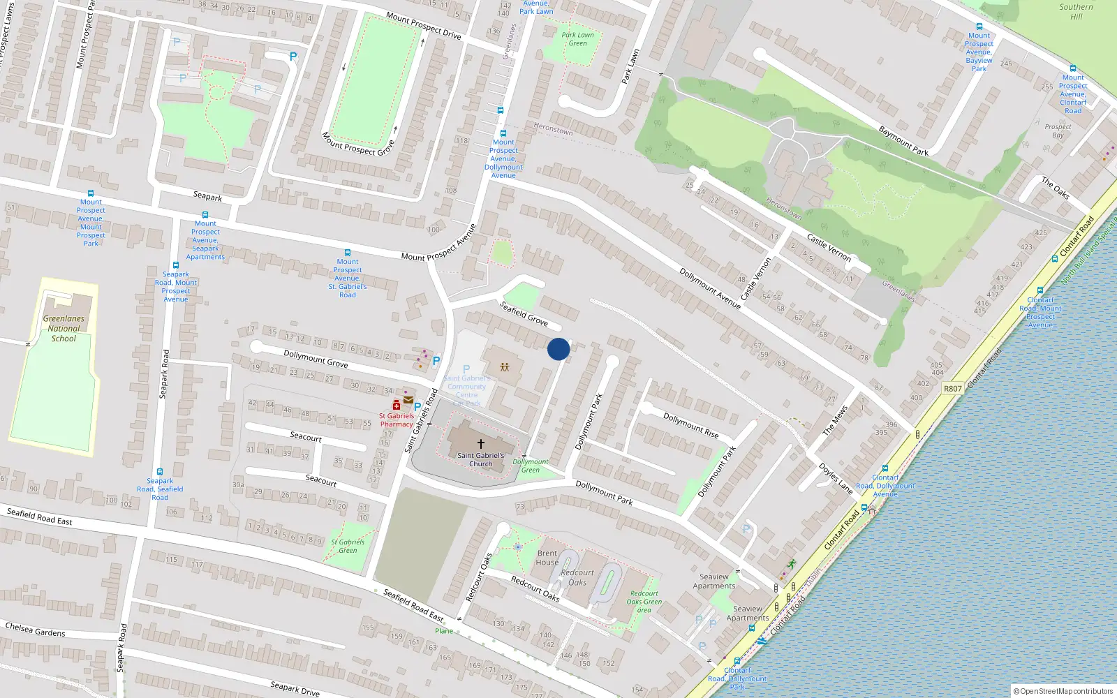 Overhead map showing the location of 5 Seafield Grove, Dublin 3