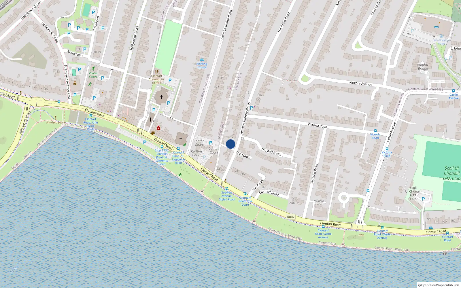 Overhead map showing the location of 5 Seaview Avenue North, Dublin 3