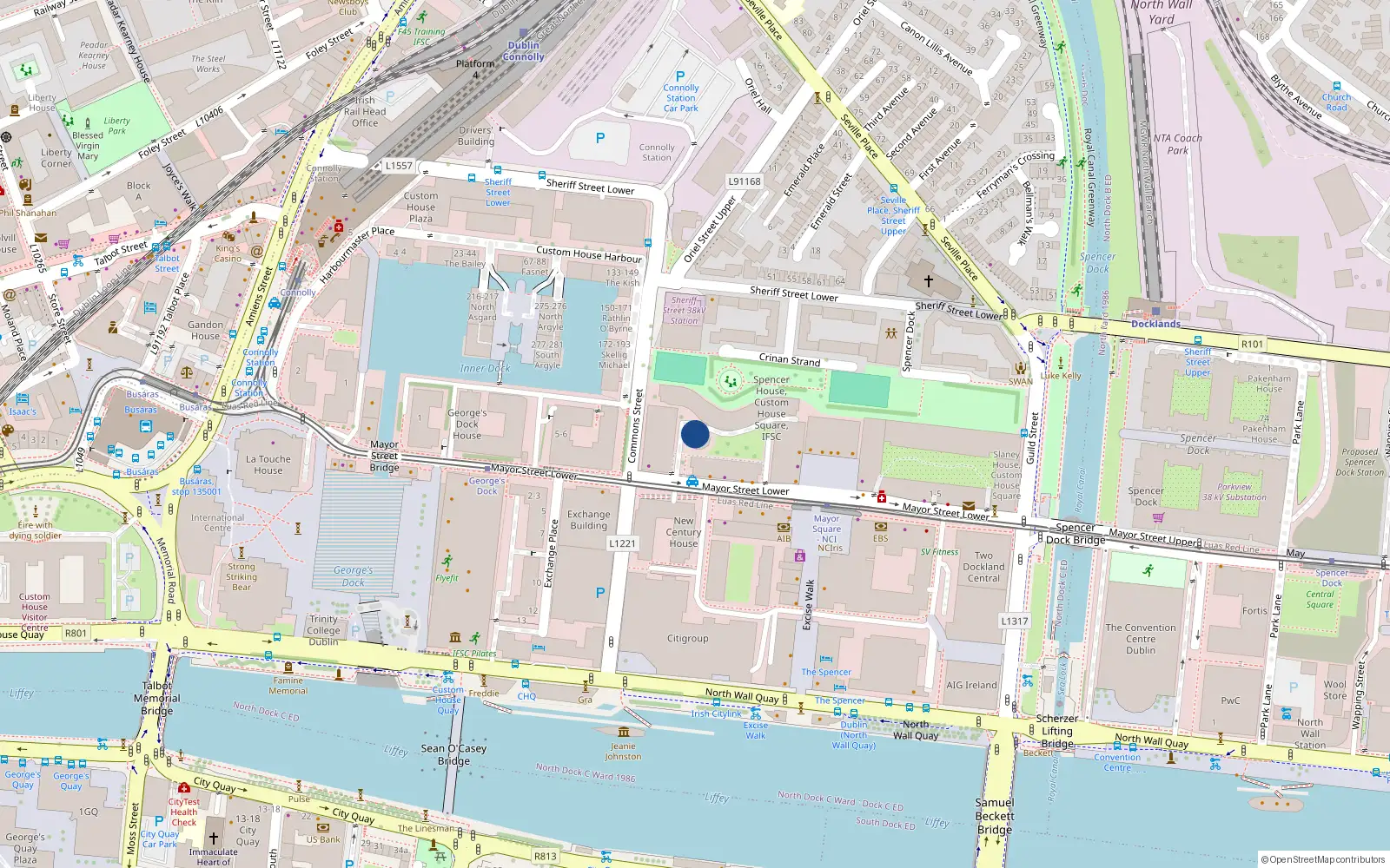 Overhead map showing the location of 5 Semple House, 11 Mayor Street Lower, Dublin 1