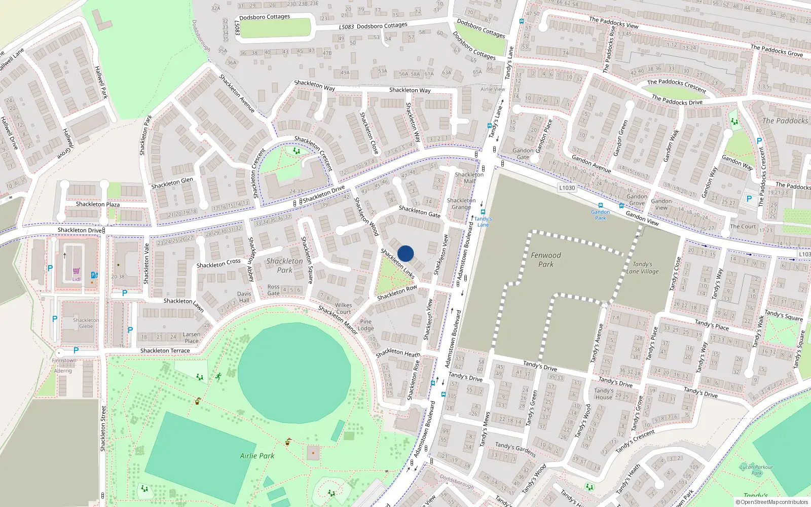 Overhead map showing the location of 5 Shackleton Links, Lucan