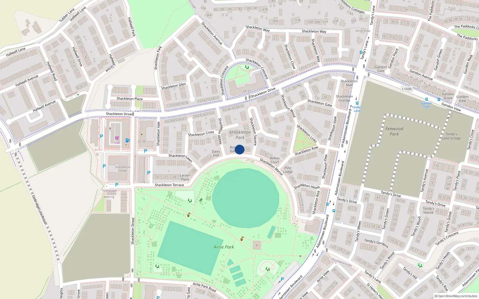Overhead map showing the location of 5 Shackleton Manor, Lucan