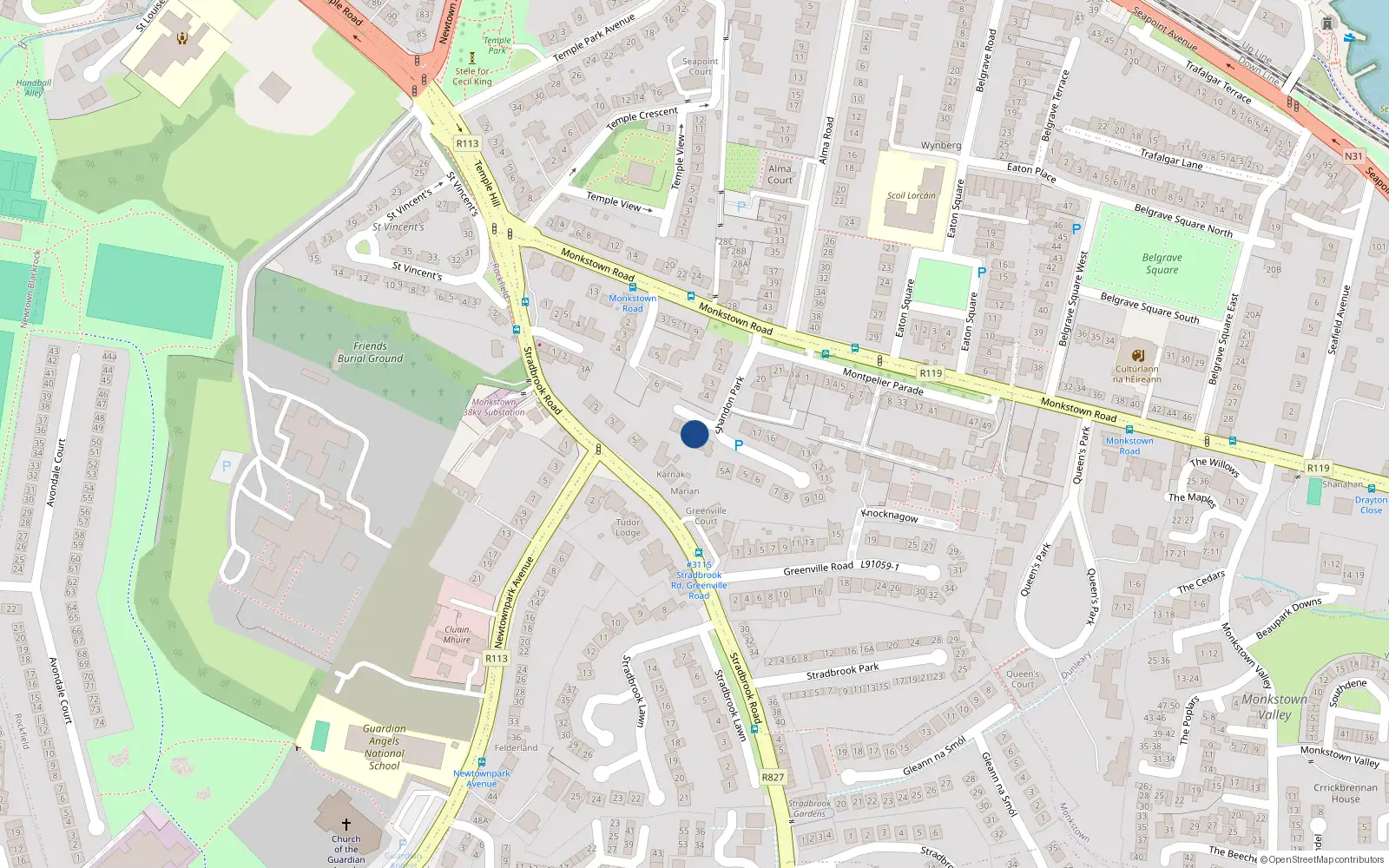 Overhead map showing the location of 5 Shandon Wood, Blackrock