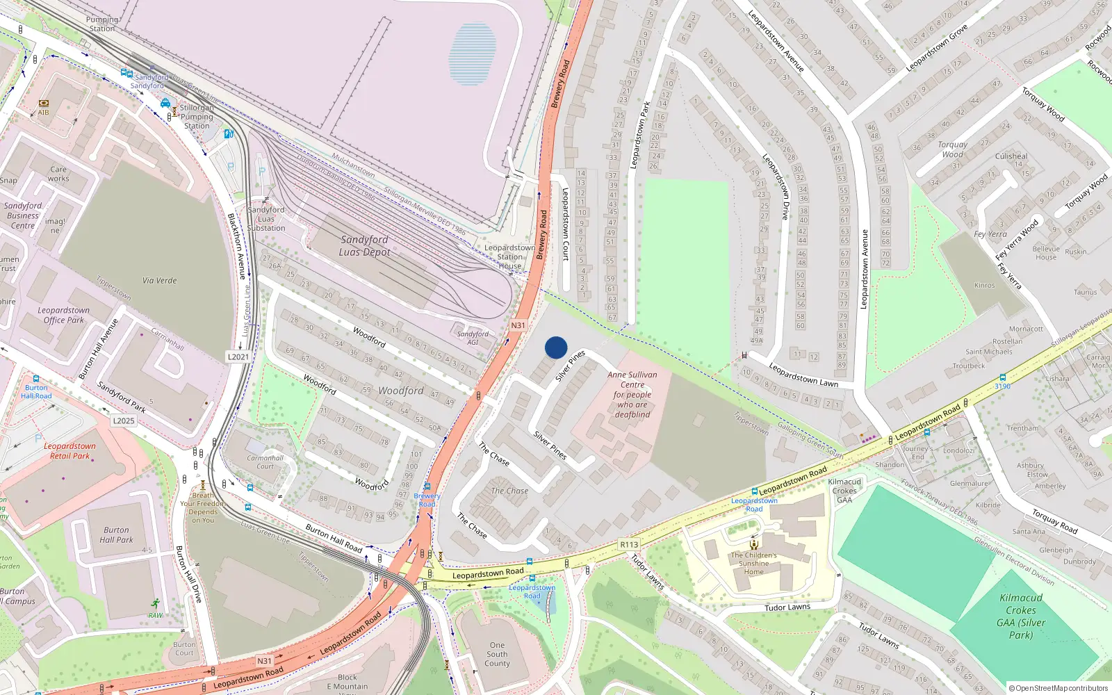 Overhead map showing the location of 5 Silver Pines, Co Dublin