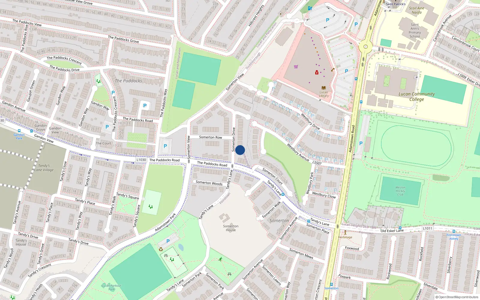 Overhead map showing the location of 5 Somerton Drive, Newcastle Road, Lucan
