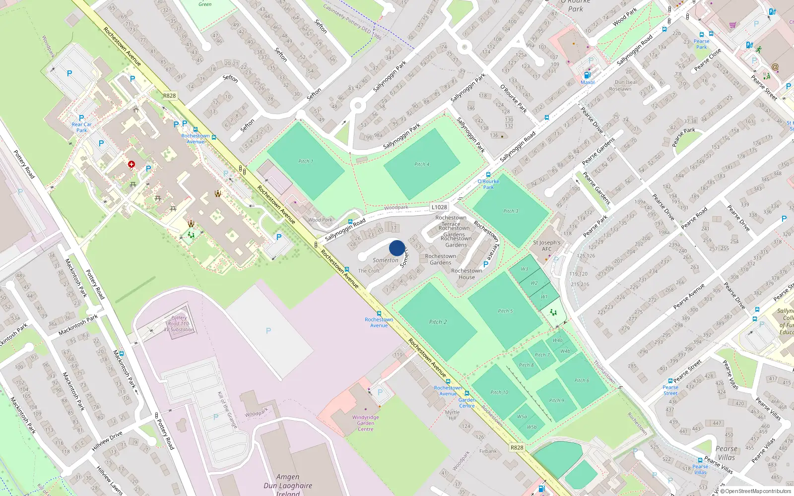 Overhead map showing the location of 5 Somerton Mews, Rochestown Avenue, Dun Laoghaire