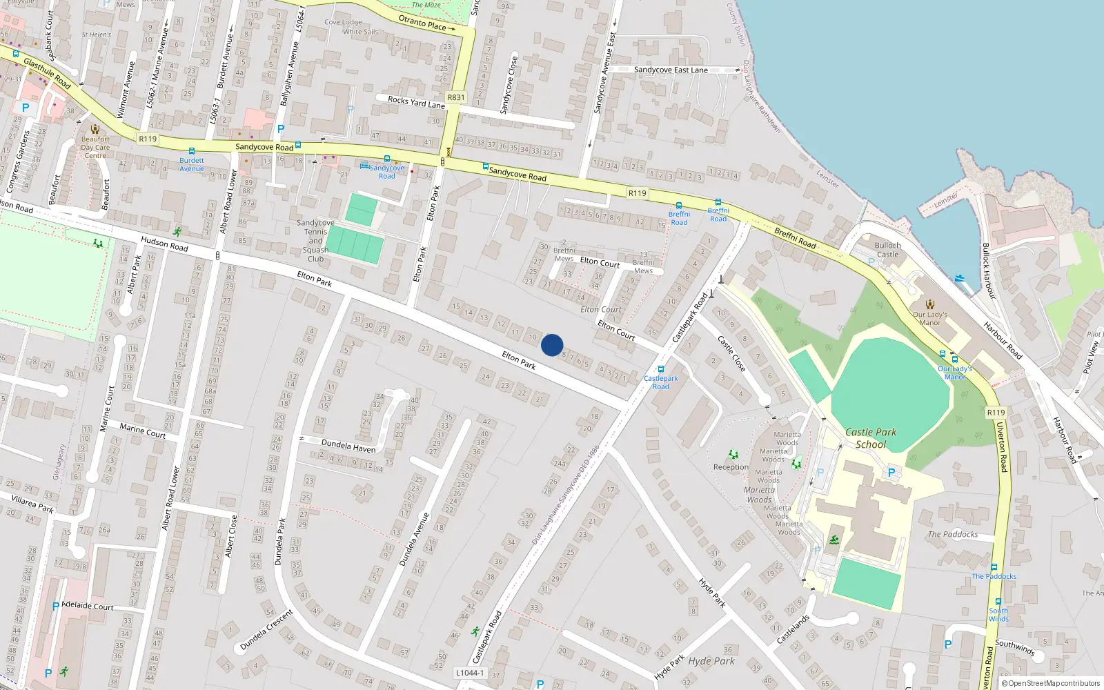 Overhead map showing the location of 5 Somerton, Monkstown Road, Monkstown