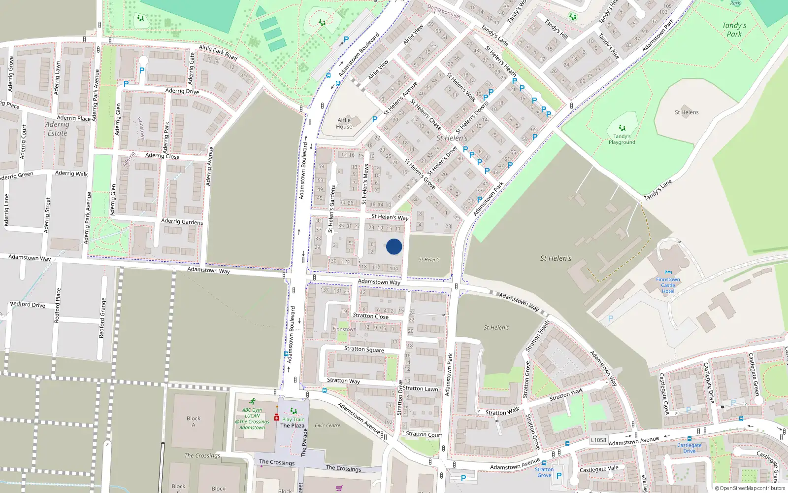 Overhead map showing the location of 5 Saint Helens Way, Lucan