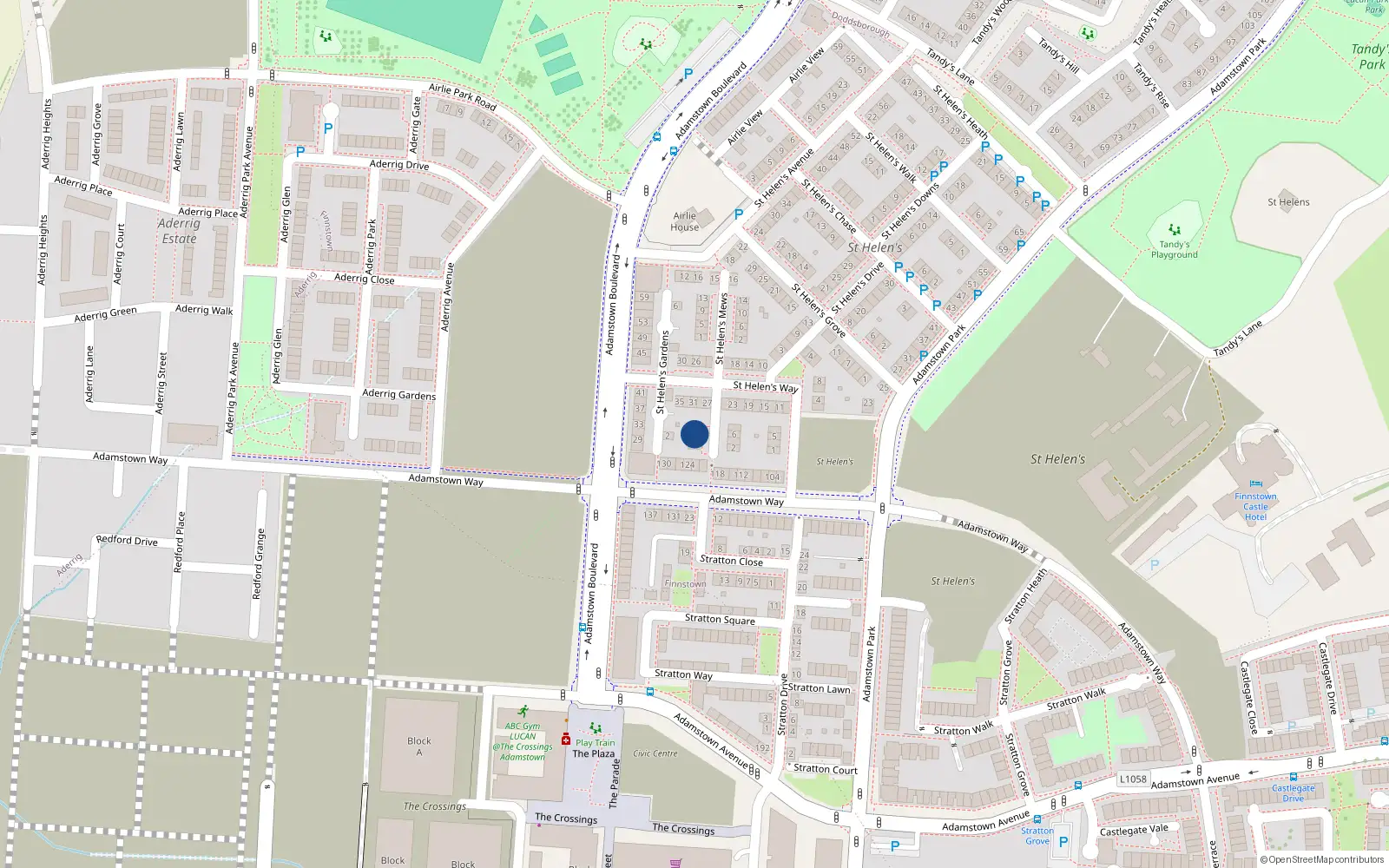 Overhead map showing the location of 5 Saint Helens Court, Lucan