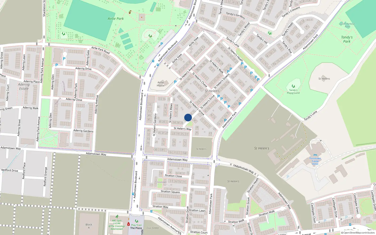 Overhead map showing the location of 5 Saint Helen's Green, Lucan