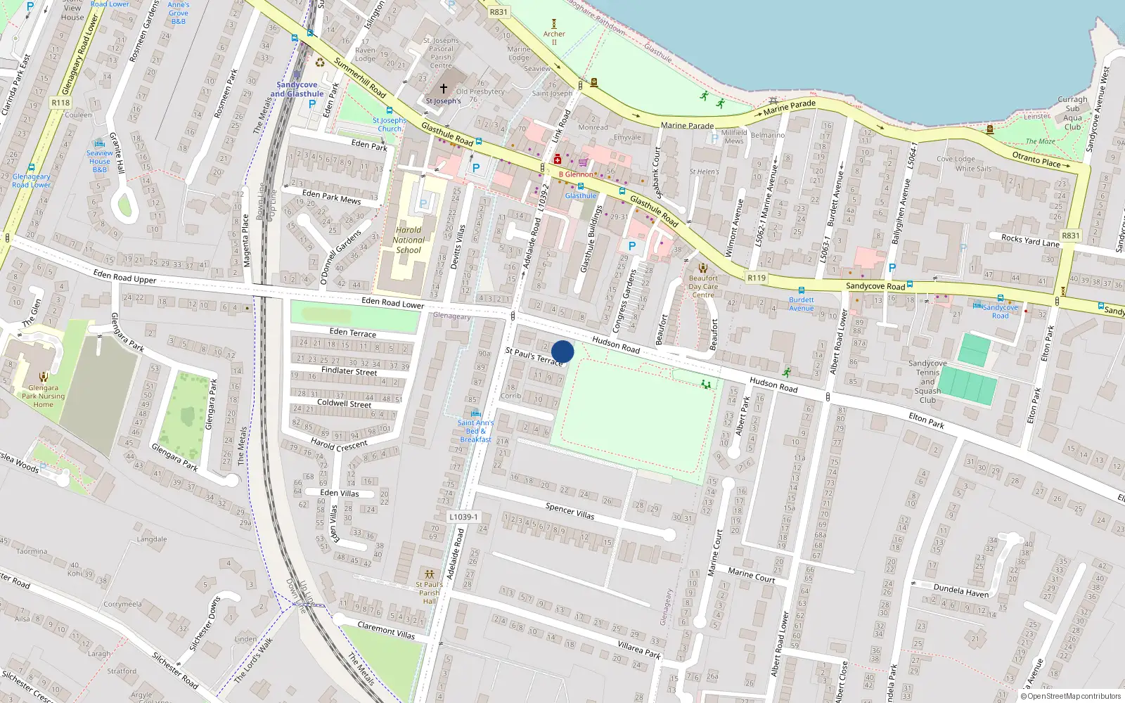 Overhead map showing the location of 5 Saint Paul's Terrace, Glenageary