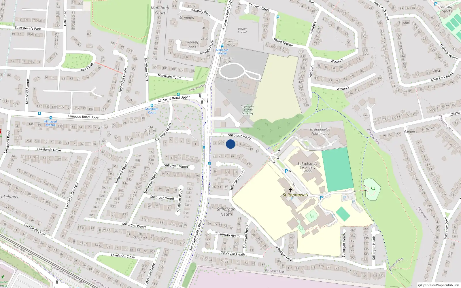 Overhead map showing the location of 5 Stillorgan Heath, Stillorgan, Dublin