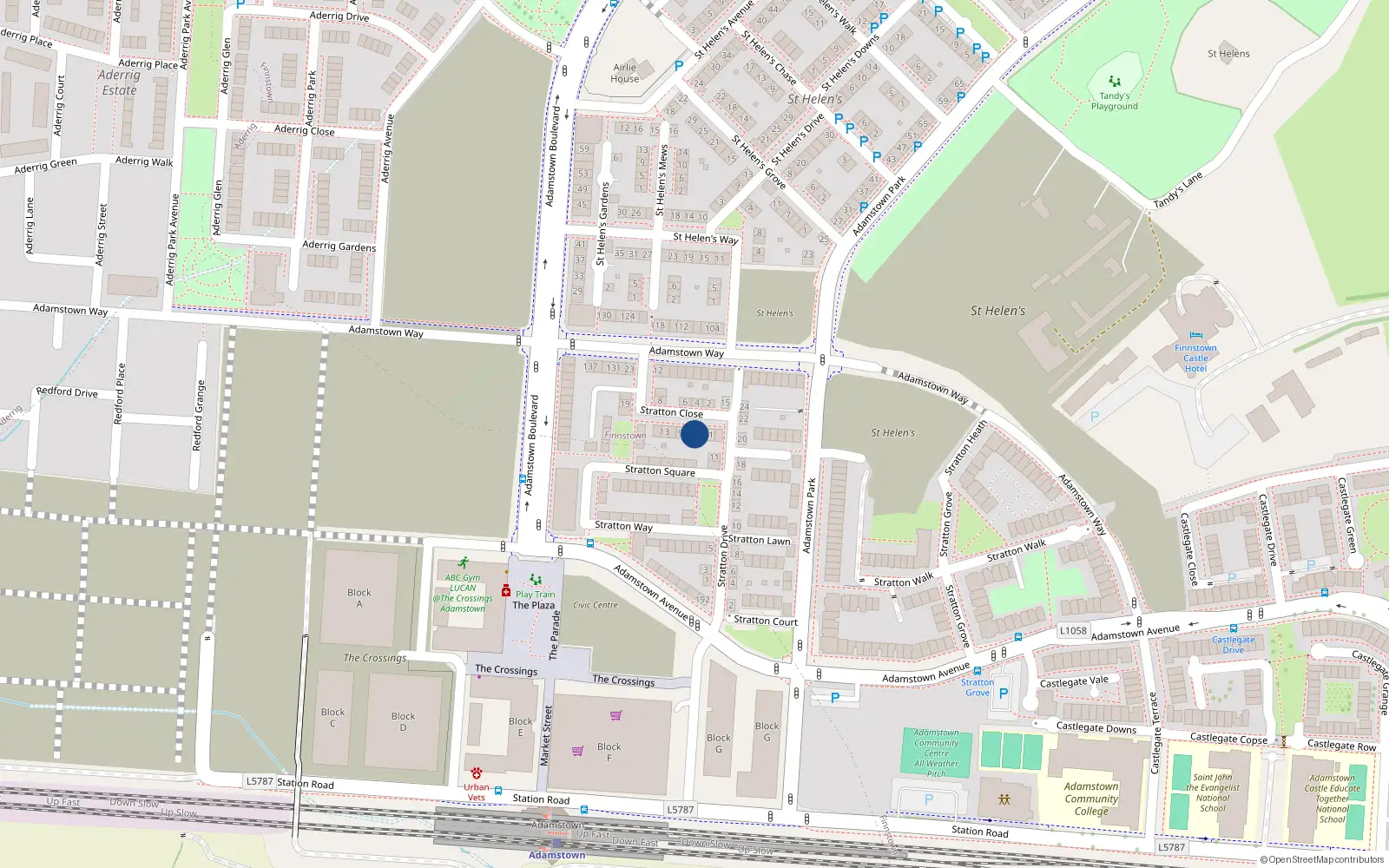 Overhead map showing the location of 5 Stratton Close, Lucan