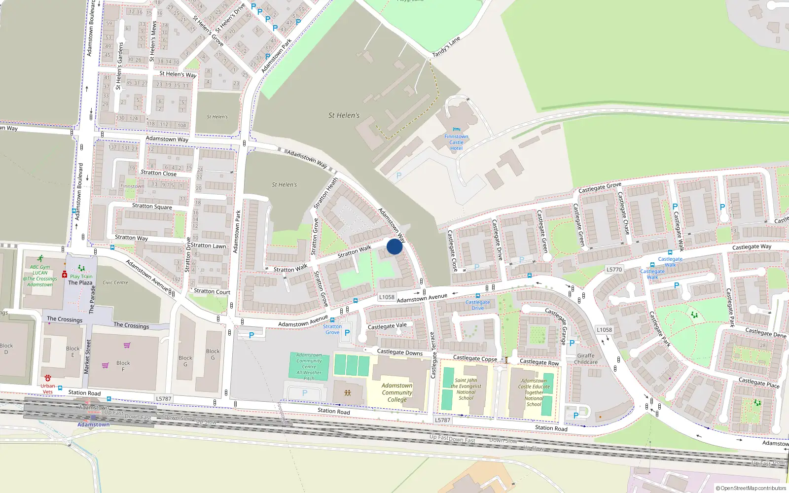Overhead map showing the location of 5 Stratton Walk, Lucan