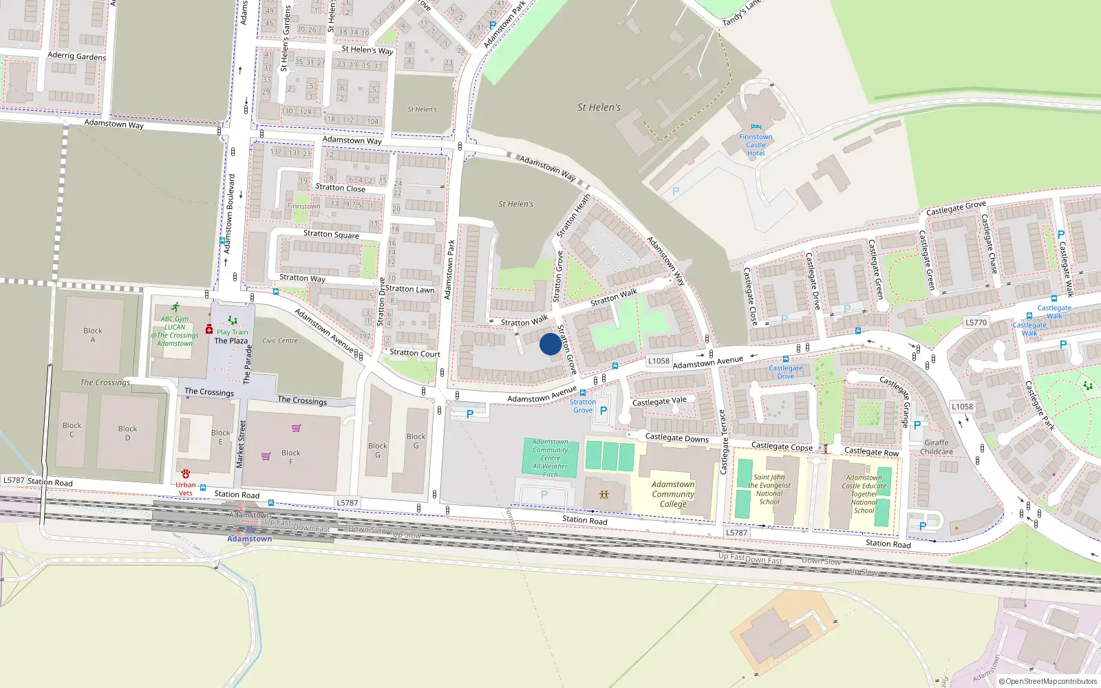 Overhead map showing the location of 5 Stratton Grove, Lucan
