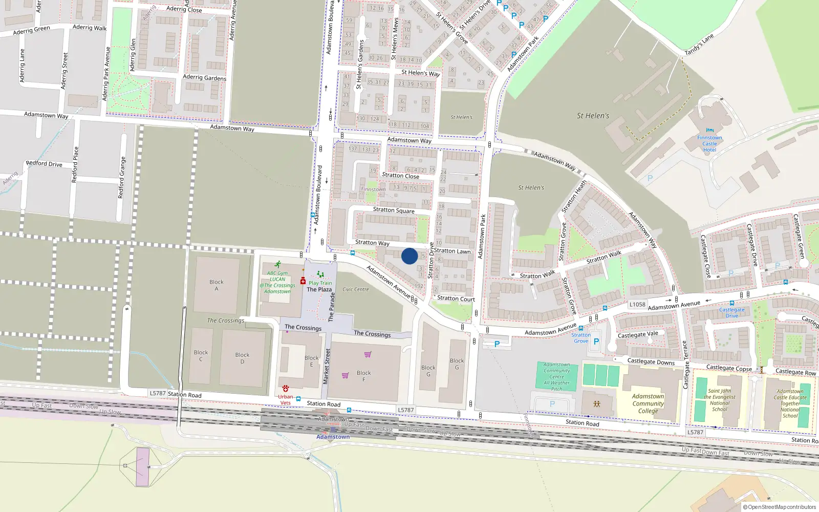 Overhead map showing the location of 5 Stratton Way, Lucan