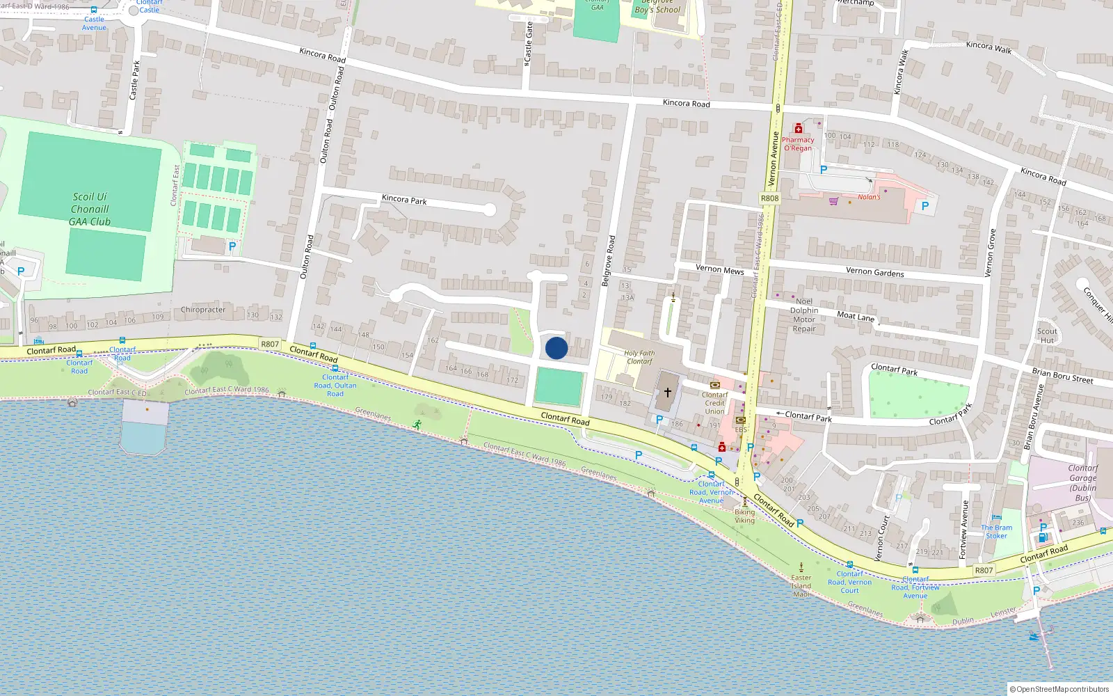 Overhead map showing the location of 5 Summerville, Clontarf, Dublin 3