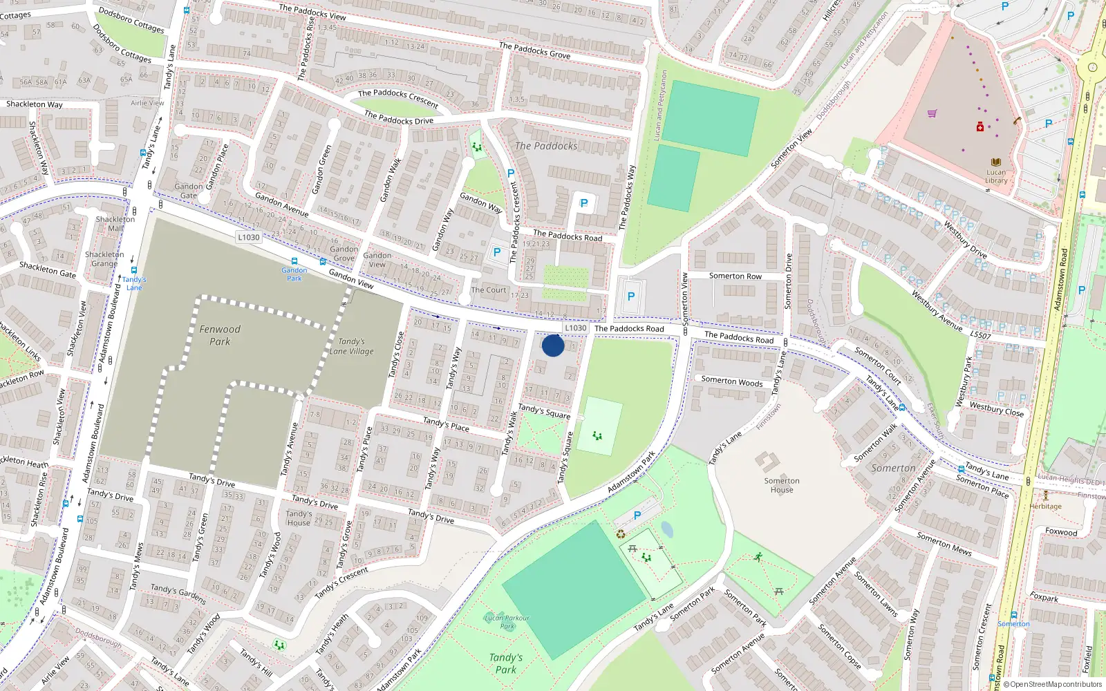 Overhead map showing the location of 5 Tandy's Gate, Lucan
