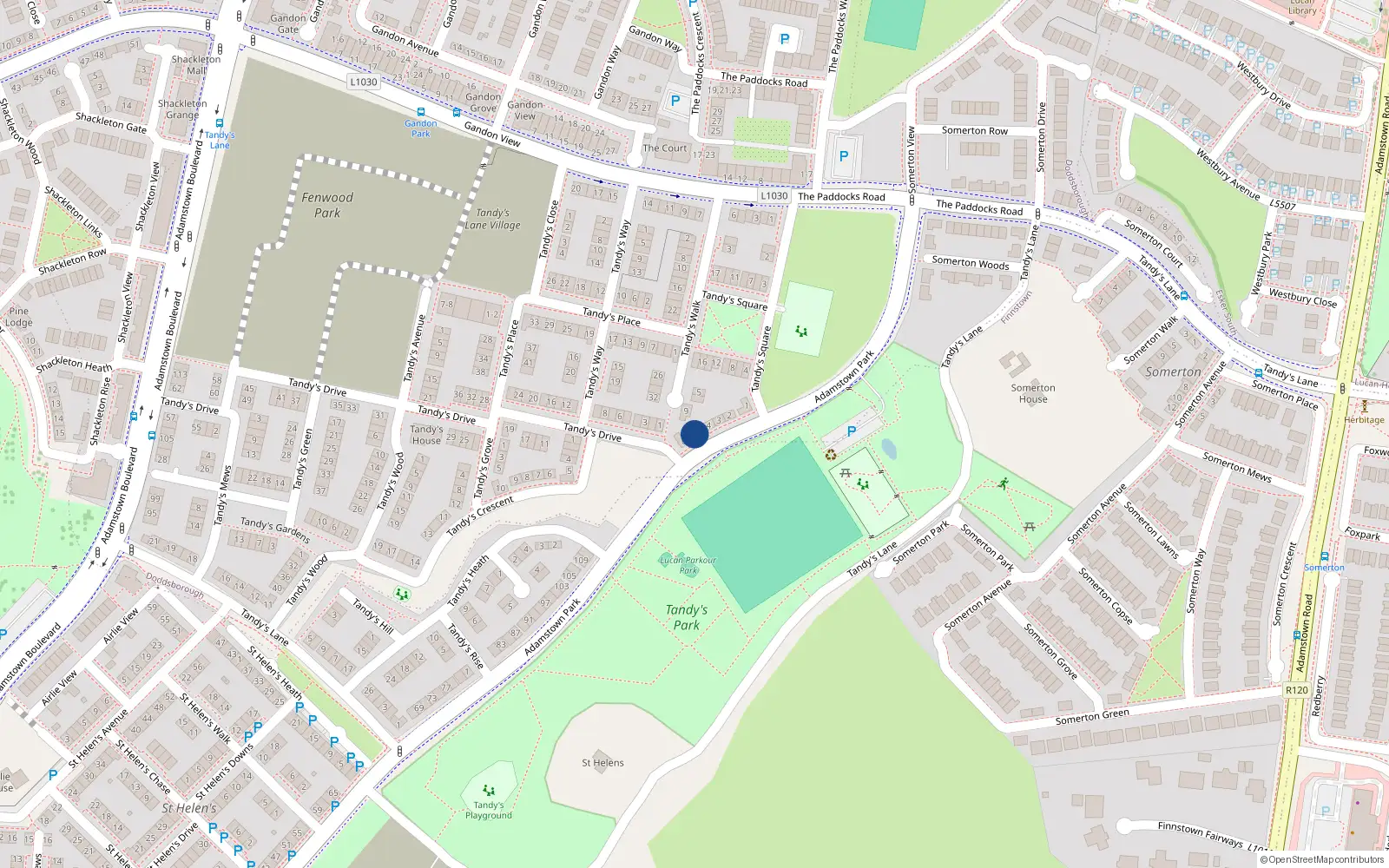 Overhead map showing the location of 5 Tandy's View, Lucan